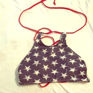 red white and blue halter bikini
